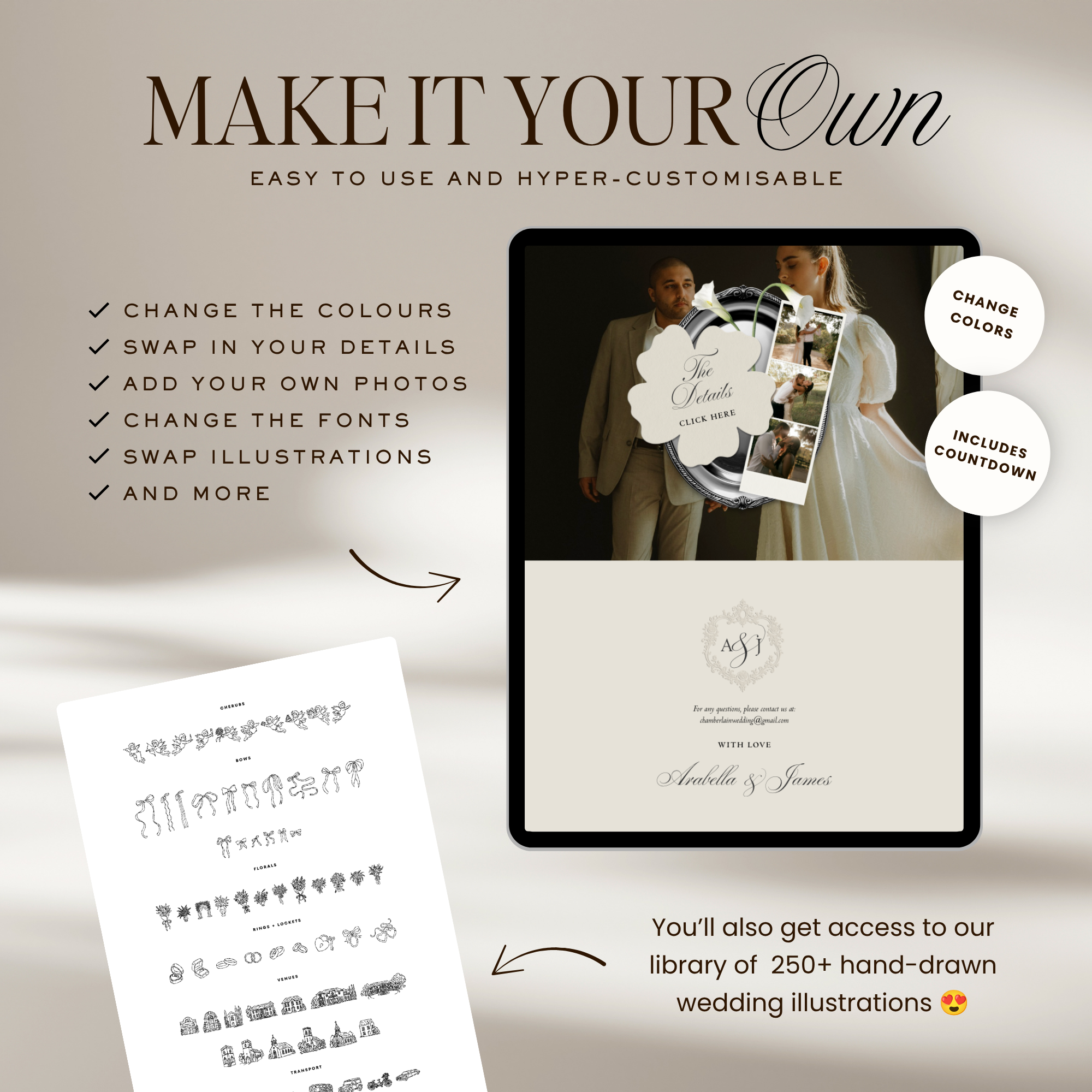Old Money Lace Wedding Website Template with RSVP (Lace 04)
