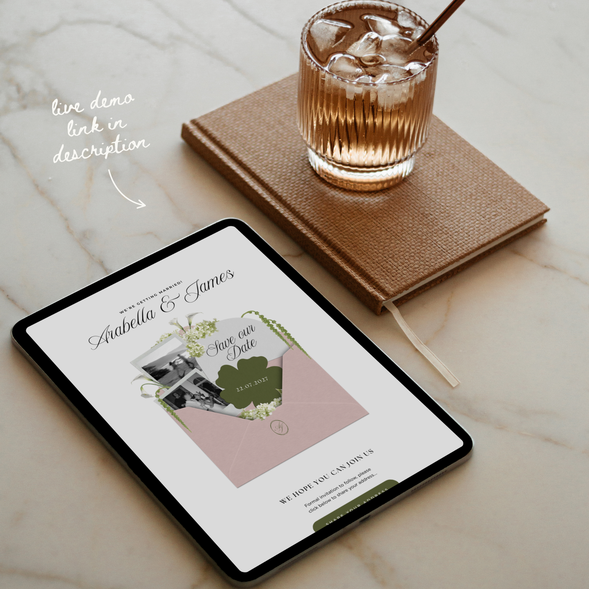 Save The Date Wedding Website Template (Pink & Green)