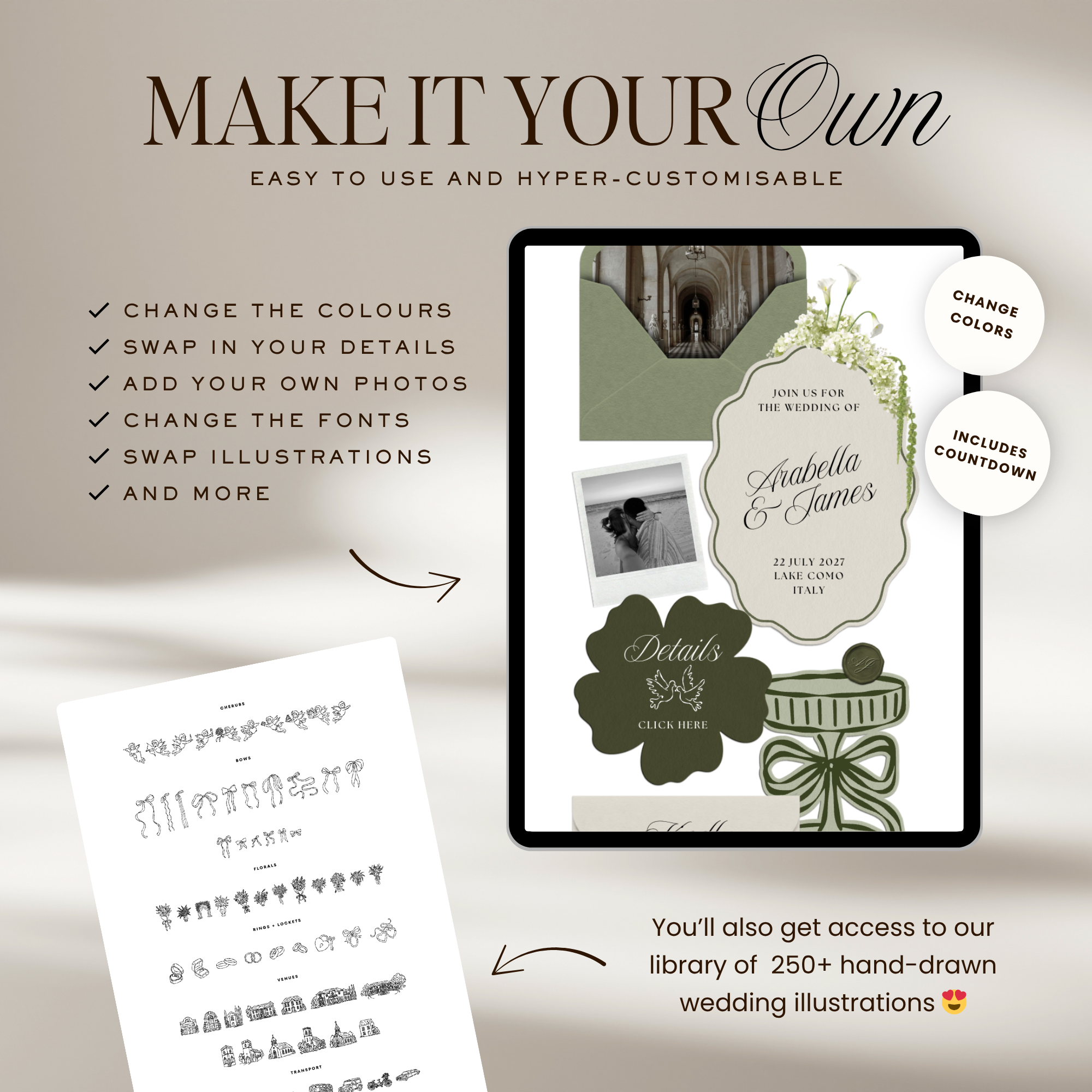 Wedding Website Template with RSVP (Sage & Ivory)