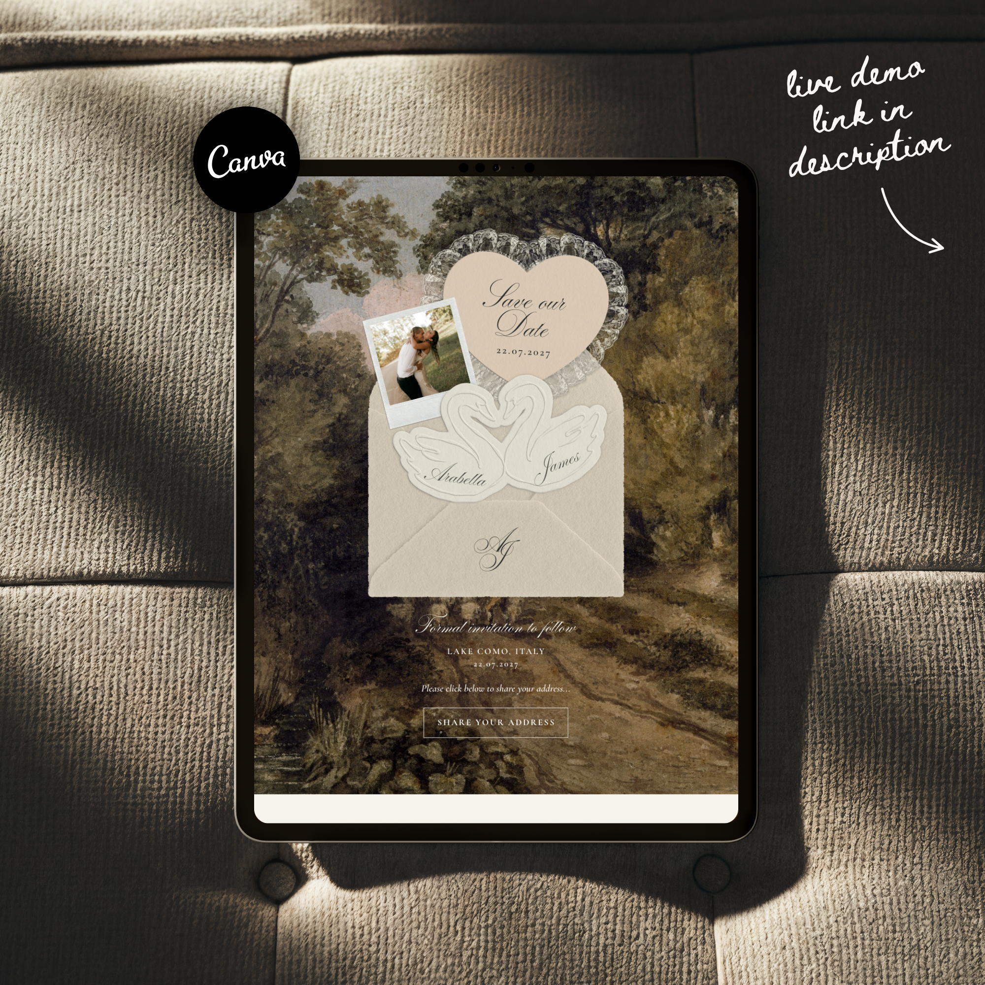Old Money Save The Date Website Template (Lace 03)