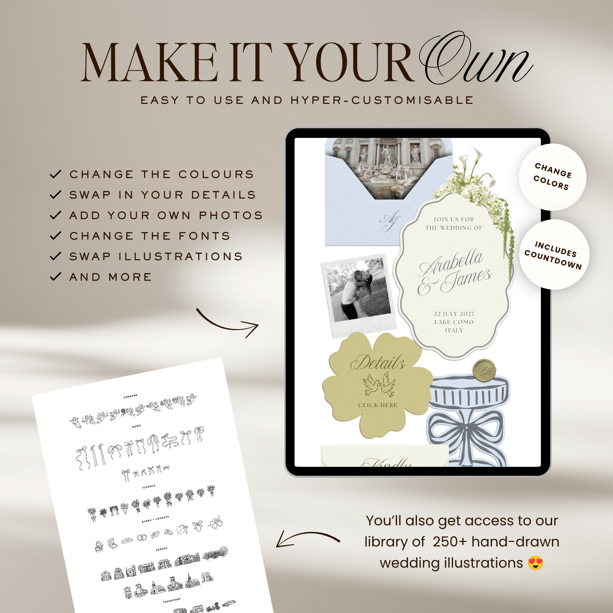 Wedding Website Template with RSVP (Blue & Green)