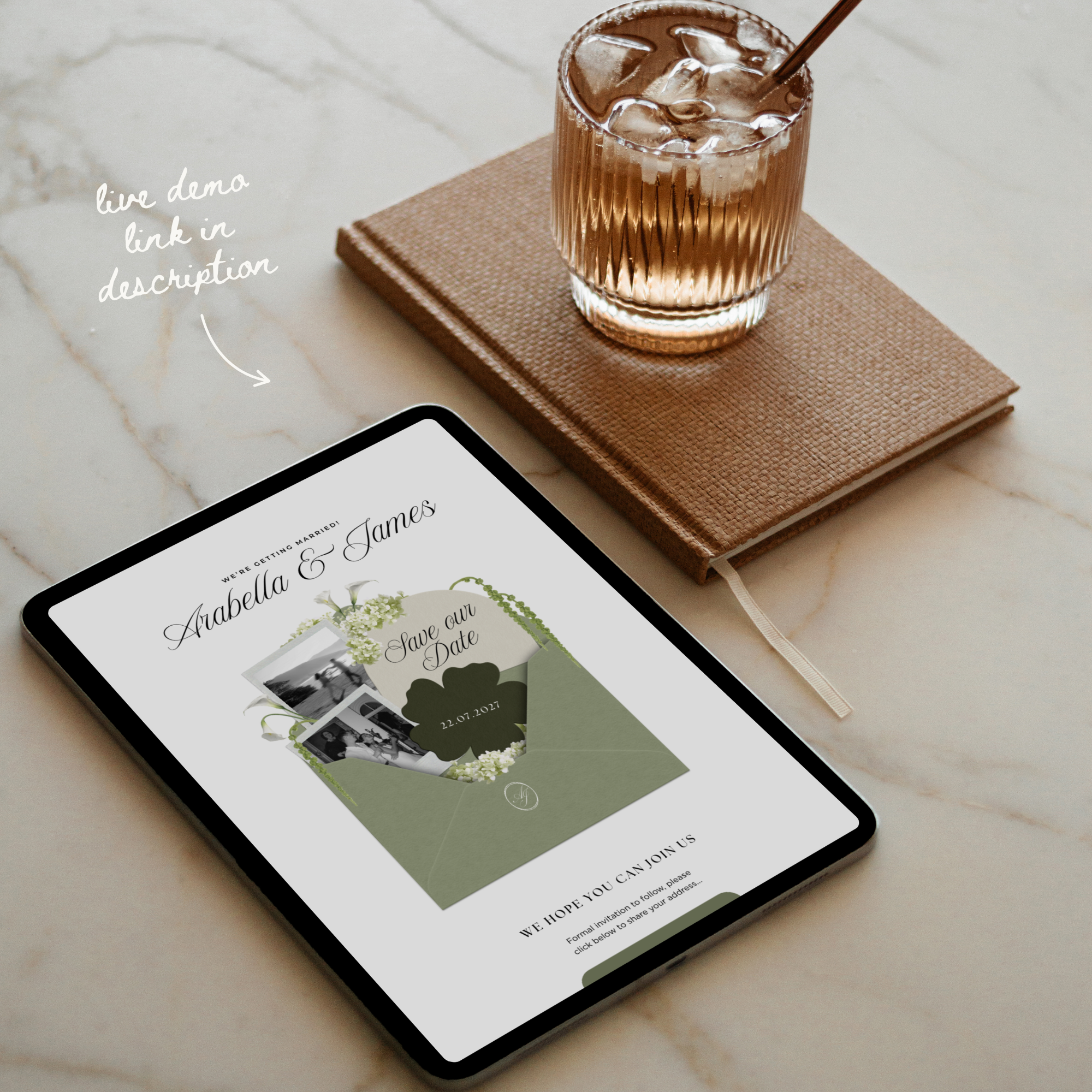 Save The Date Wedding Website Template (Sage & Ivory)