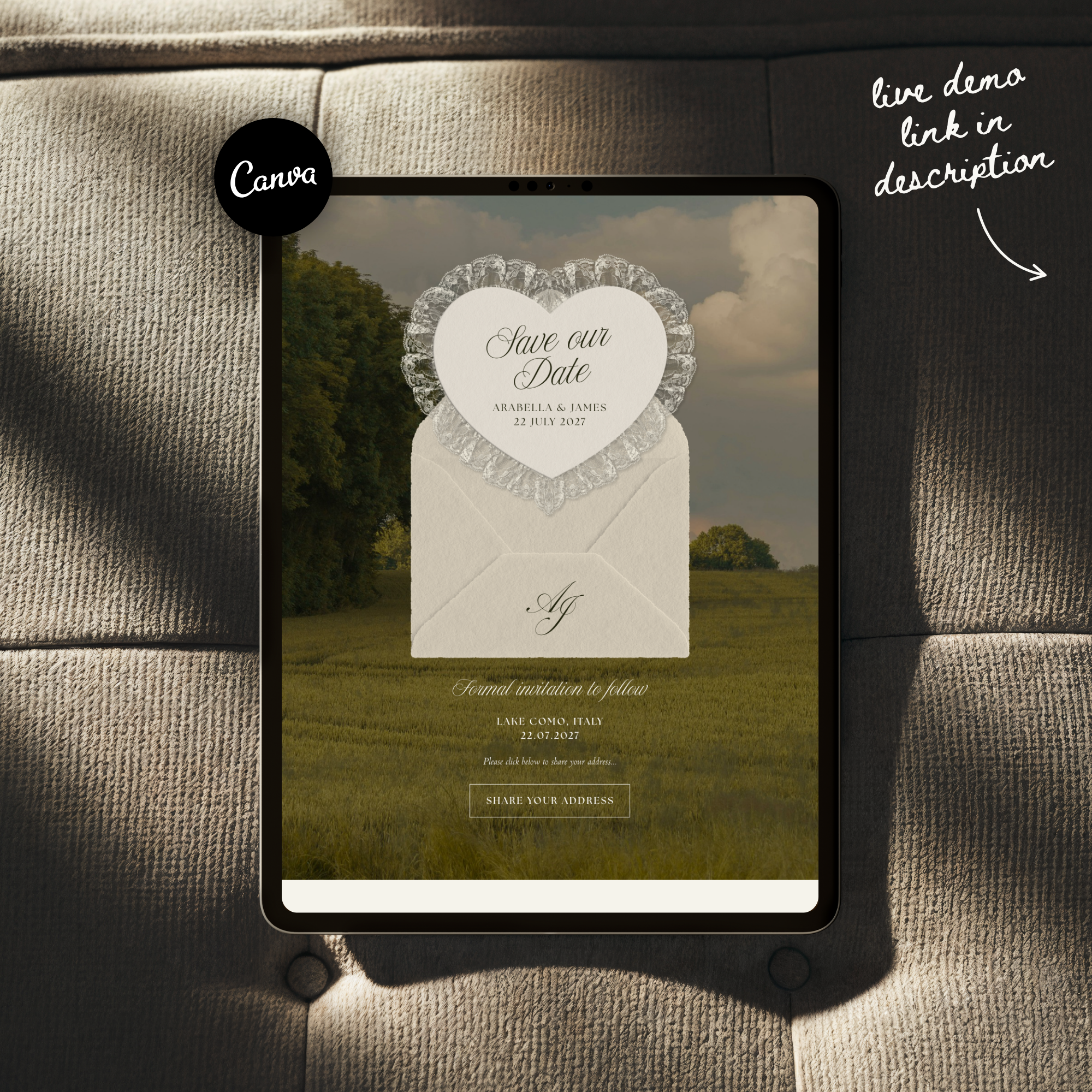 Old Money Save The Date Website Template (Lace 02)