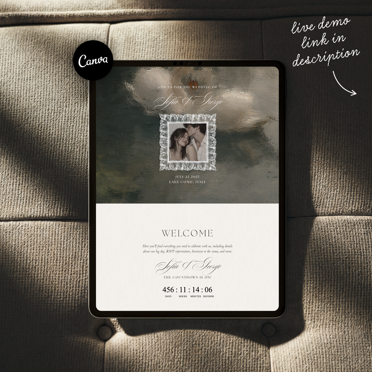 Lace Wedding Website Template with RSVP (Lace 0502)