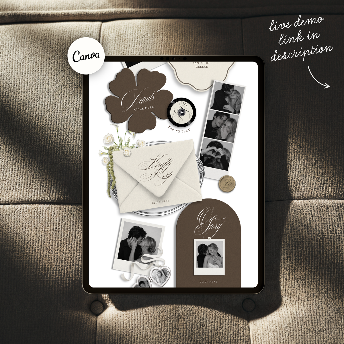 Wedding Website Template with RSVP (Envelope 06 - Brown + Ivory)