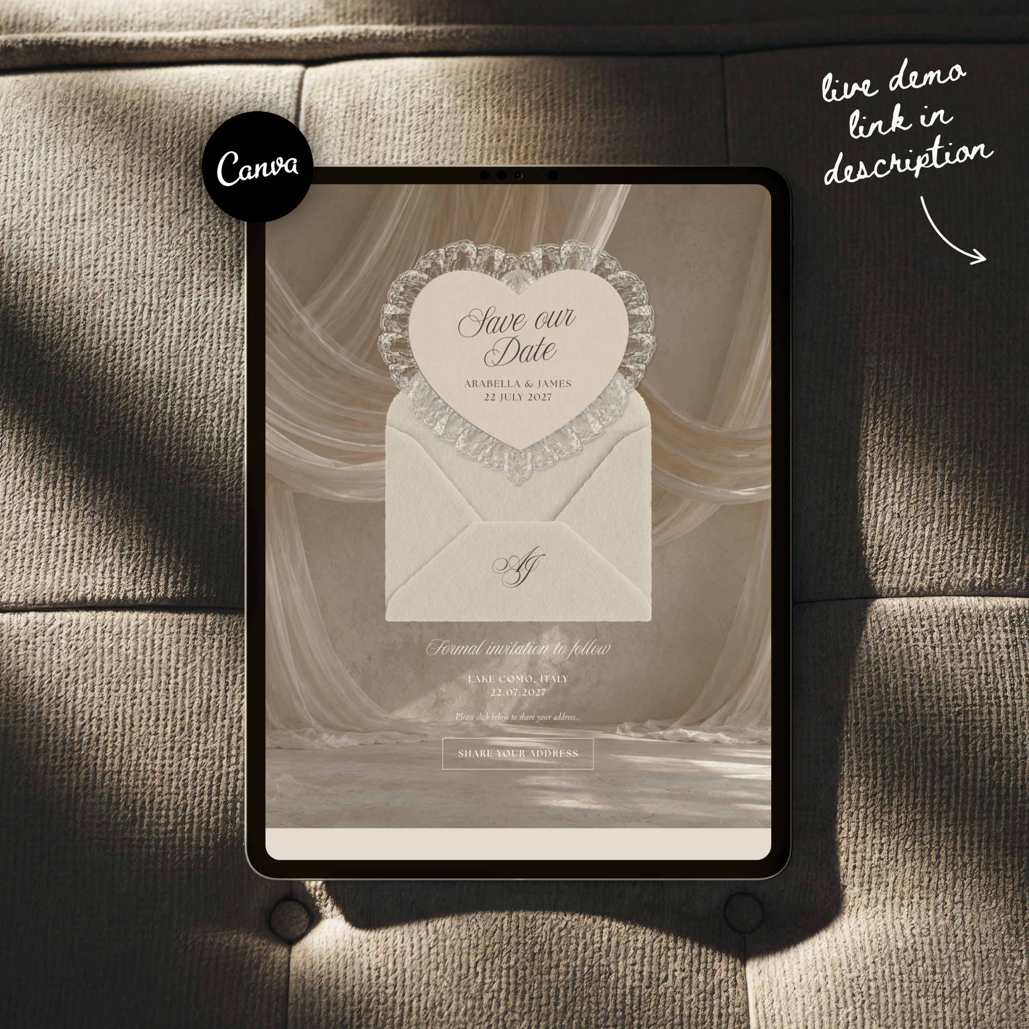 Old Money Save The Date Website Template (Lace 0202)