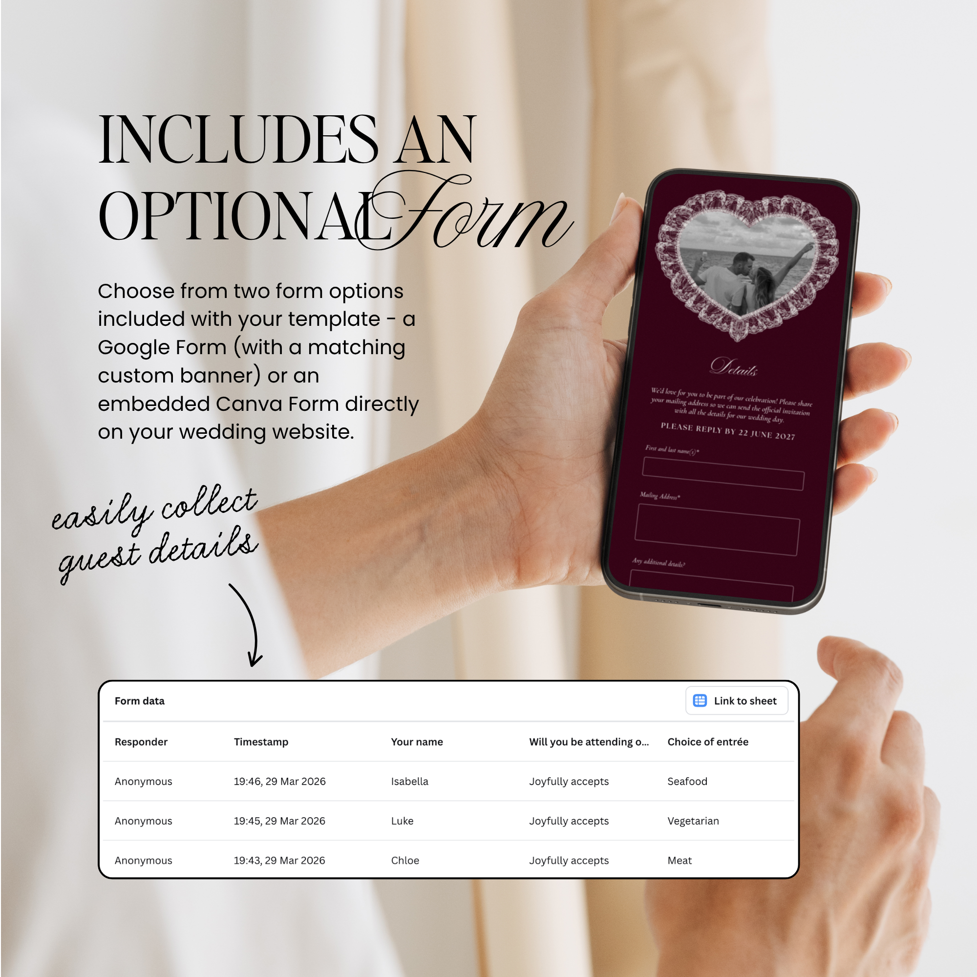 Save The Date Wedding Website Template (Photo Booth Animation 01 - Burgundy)