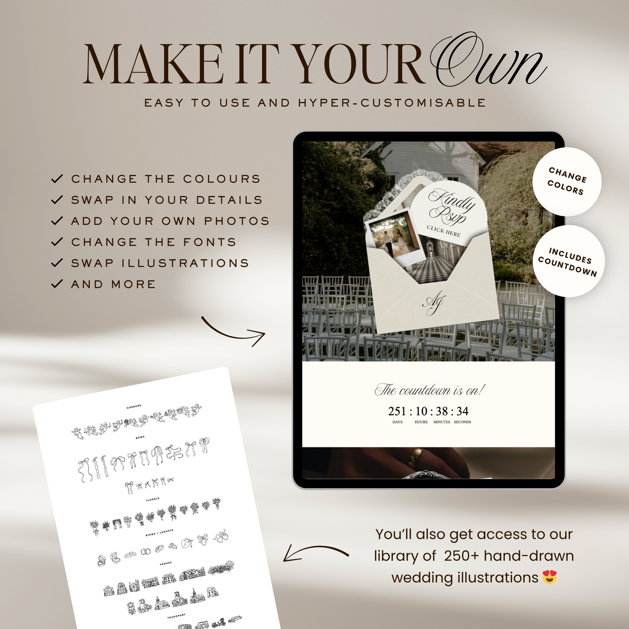 Old Money Lace Wedding Website Template with RSVP (Lace 01)