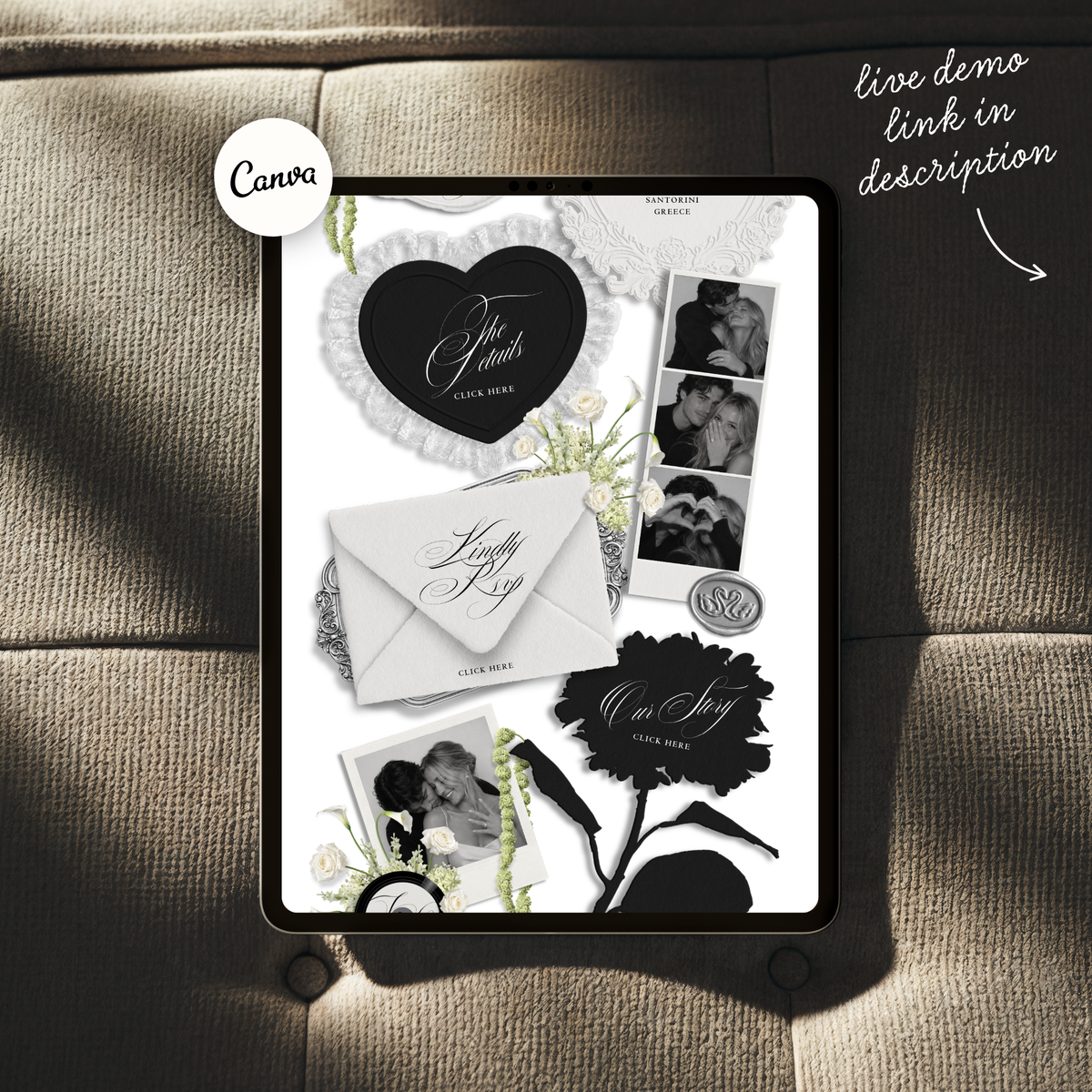 Wedding Website Template with RSVP (Envelope 05 - Black & White)