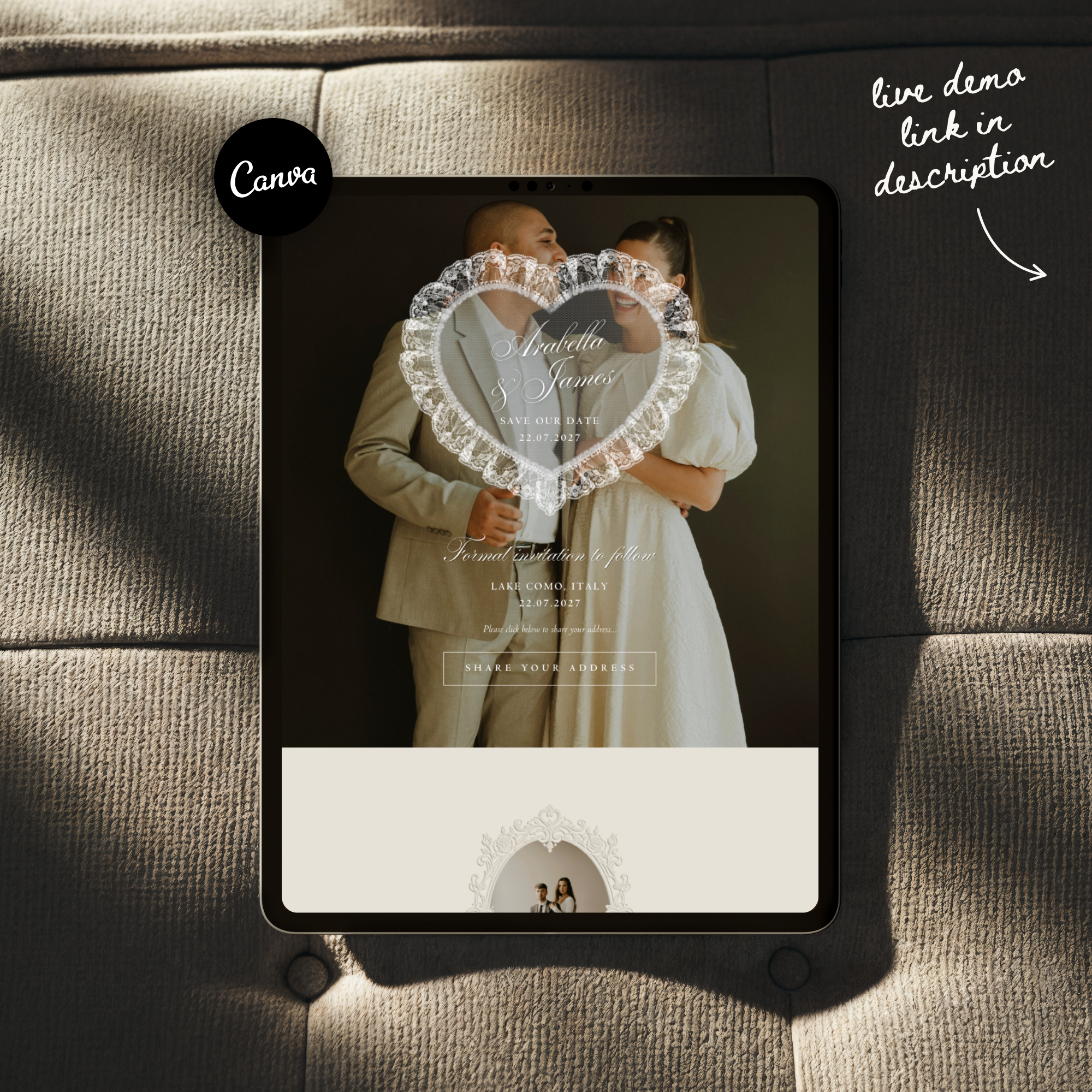 Old Money Save The Date Website Template (Lace 04)