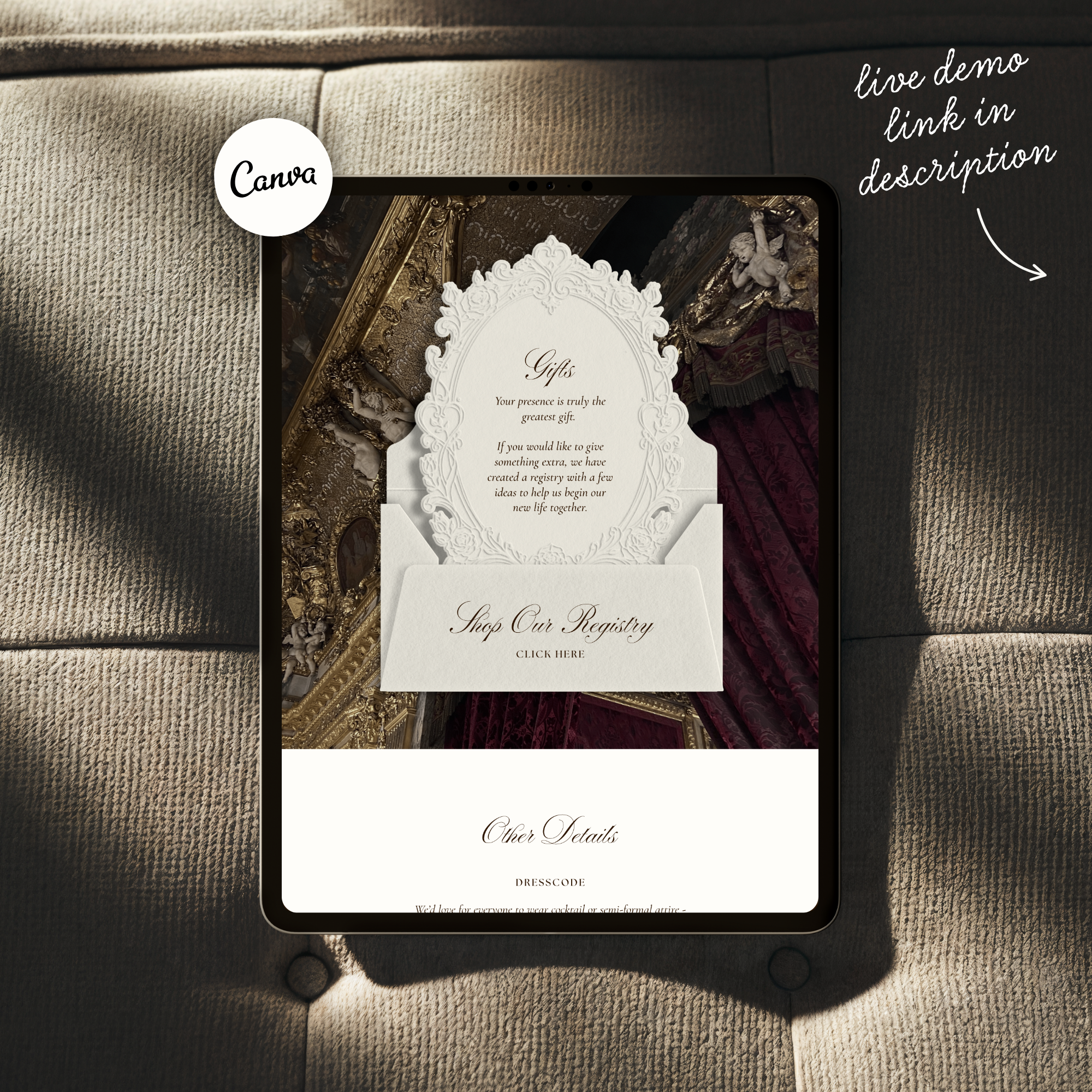 Wedding Website Template with RSVP (Photo Booth 01 - Ivory)