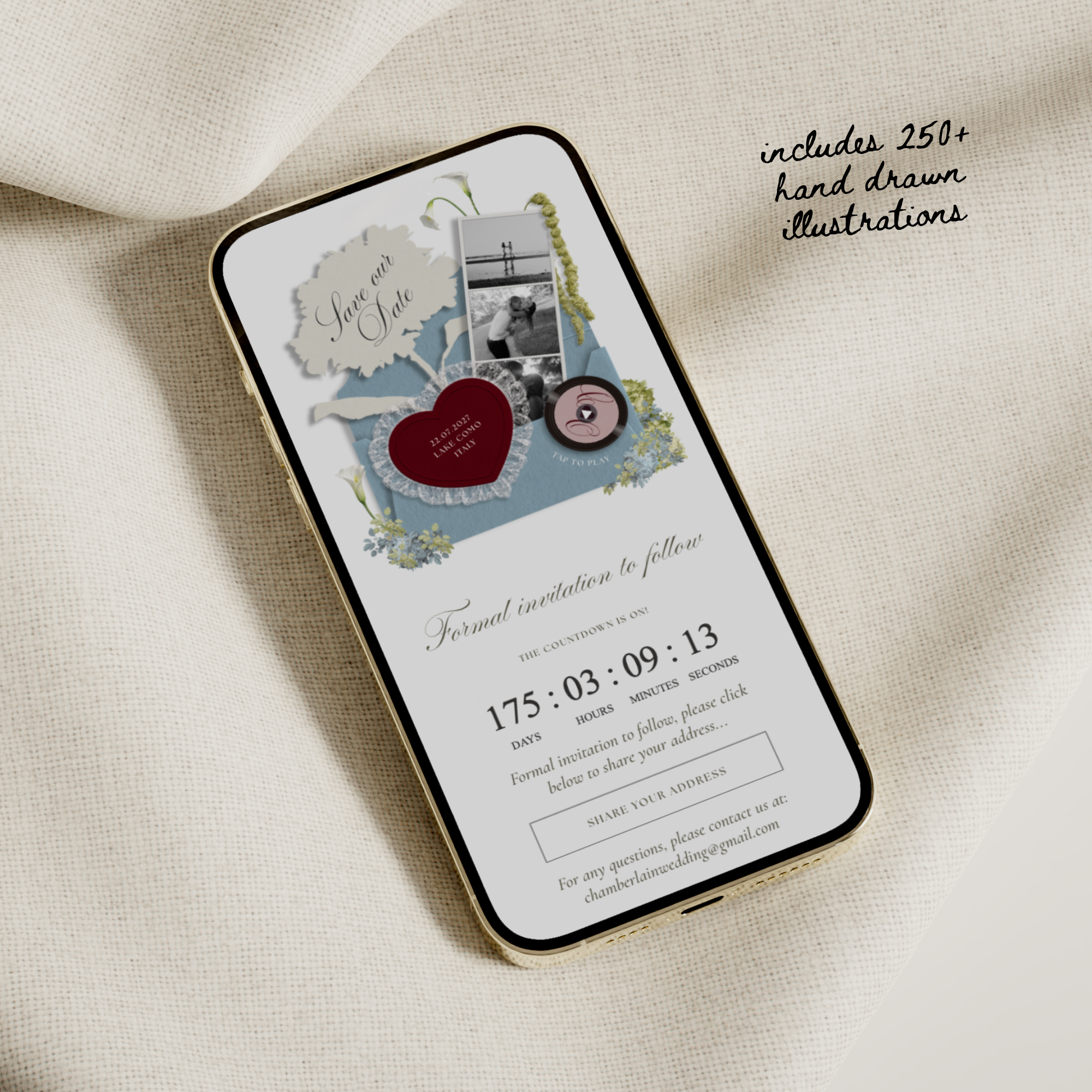 Save The Date Wedding Website Template (Envelope 04 - Blue & Pink)