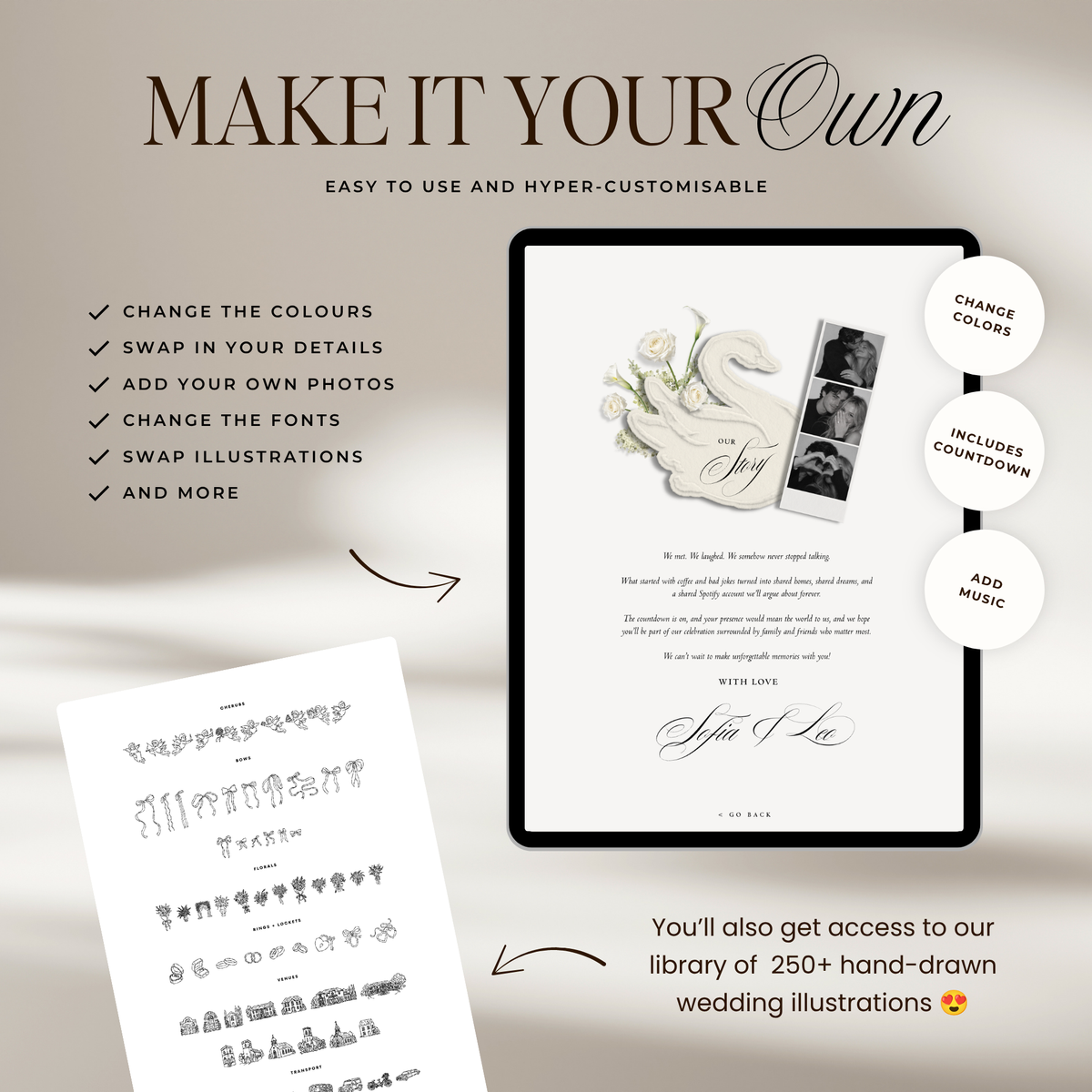 Wedding Website Template with RSVP (Envelope 05 - Sage Green + Ivory)