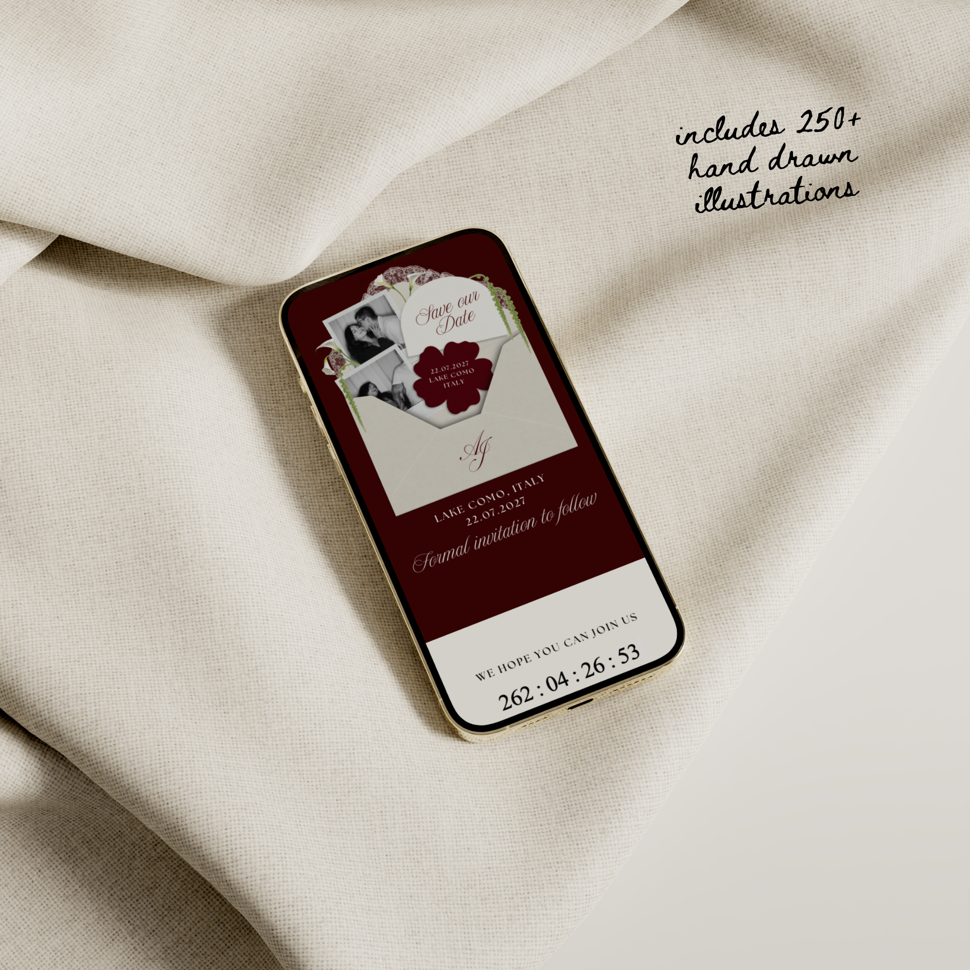 Old Money Save The Date Website Template (Burgundy)