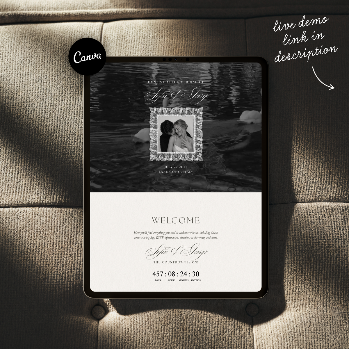 Lace Wedding Website Template with RSVP (Lace 0501)