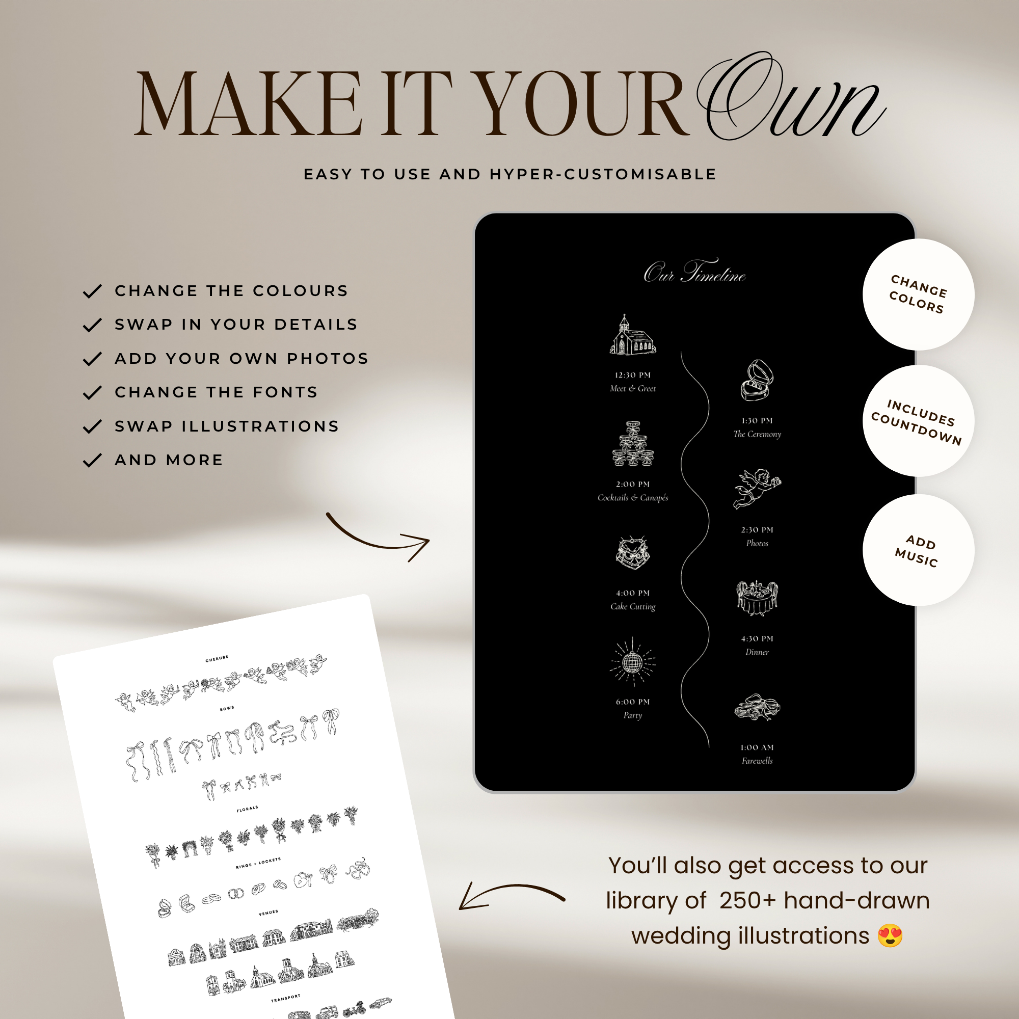 Wedding Website Template with RSVP (Photo Booth 01 - Black)