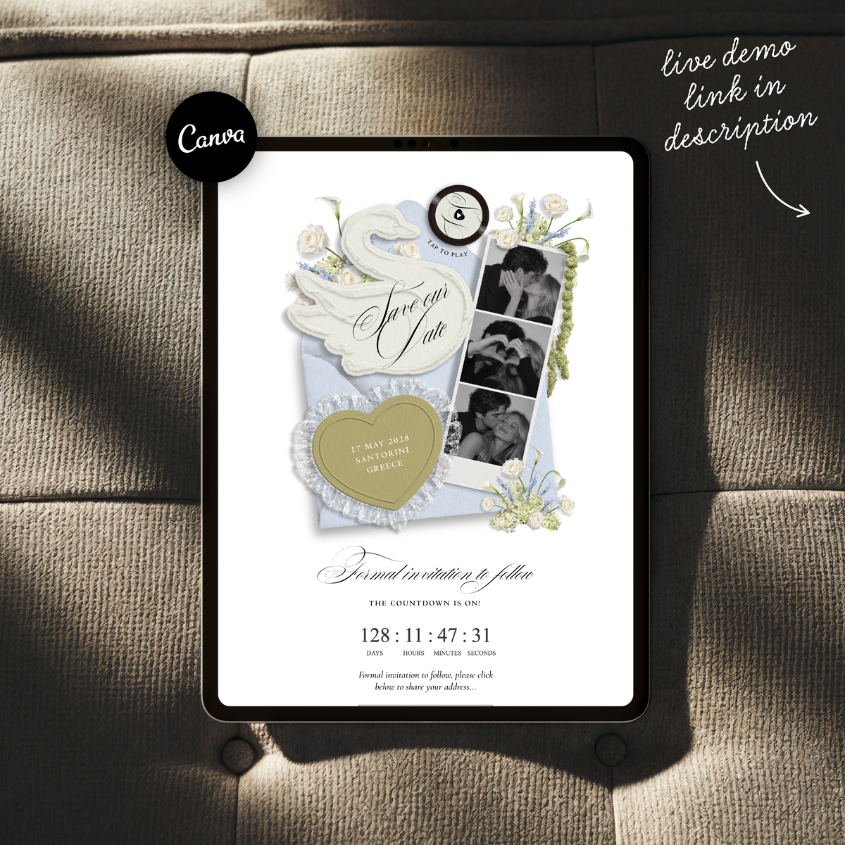 Save The Date Wedding Website Template (Envelope 05 - Blue + Green)