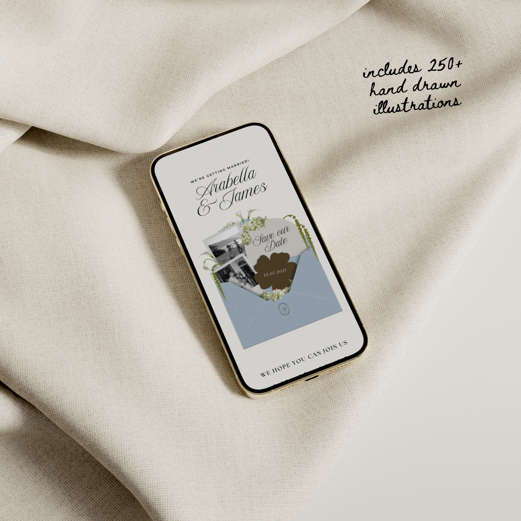Save The Date Wedding Website Template (Brown & Dusty Blue)