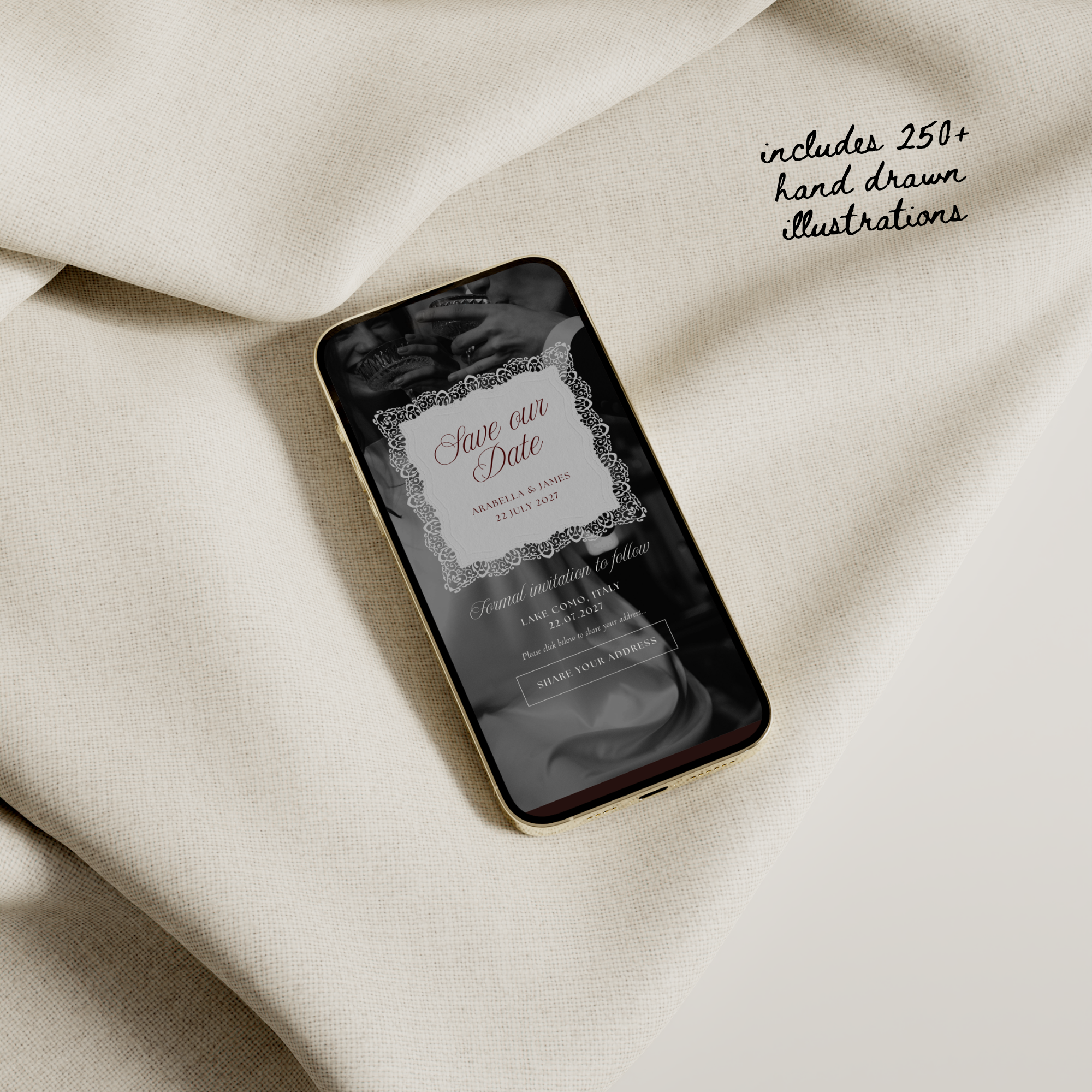 Old Money Save The Date Website Template (Burgundy)