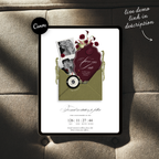 Save The Date Wedding Website Template (Envelope 06 - Green + Burgundy)