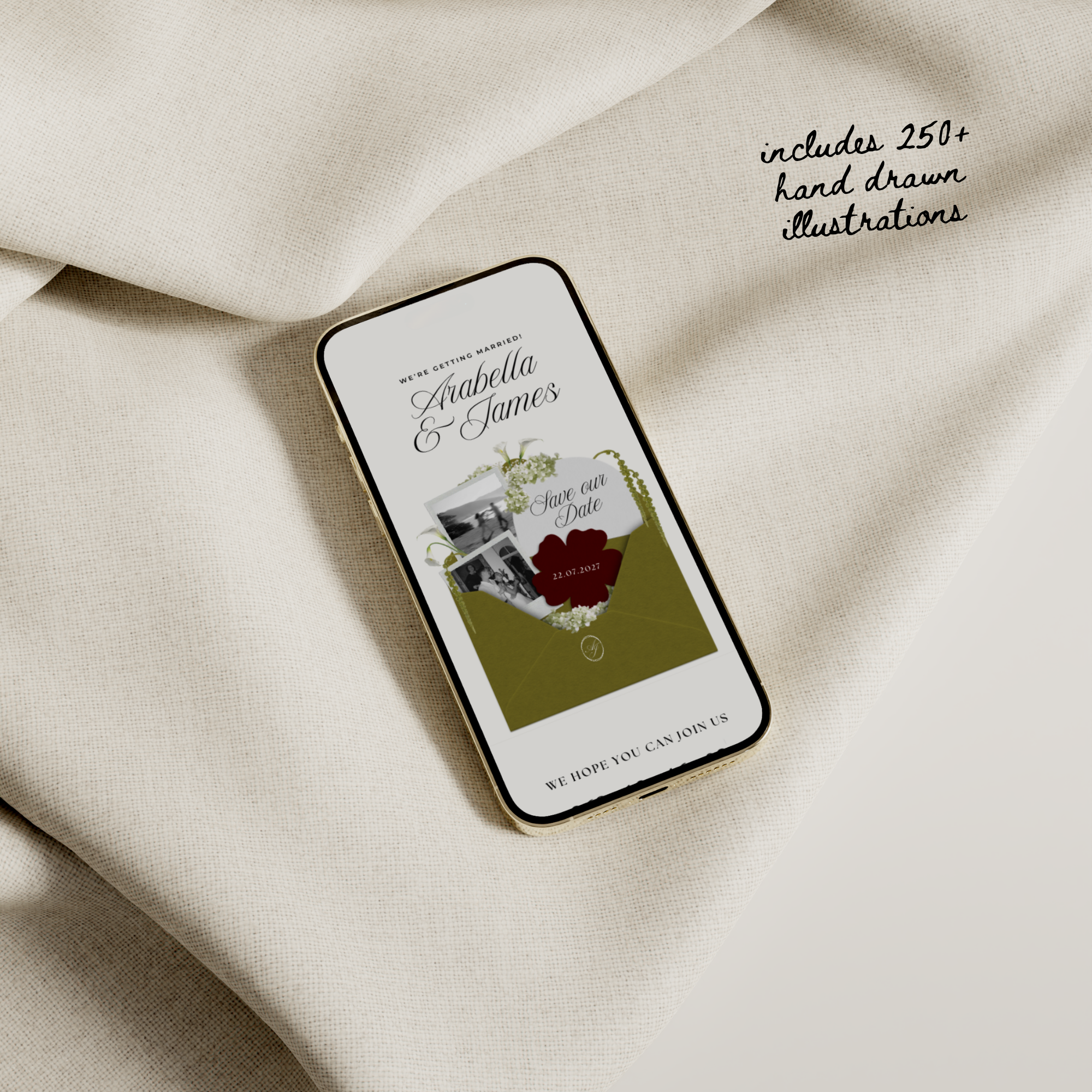 Save The Date Wedding Website Template (Olive Green & Burgundy)