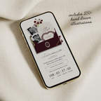 Save The Date Wedding Website Template (Envelope 07 - Burgundy + Ivory)