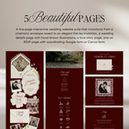 Old Money Wedding Website Template with RSVP (Burgundy)