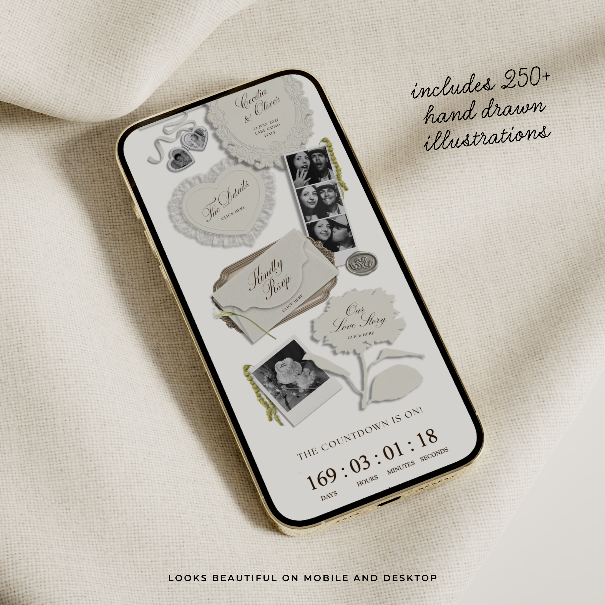Wedding Website Template with RSVP (Photo Booth 01 - Ivory)