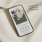 Save The Date Wedding Website Template (Envelope 06 - Sage Green + Ivory)