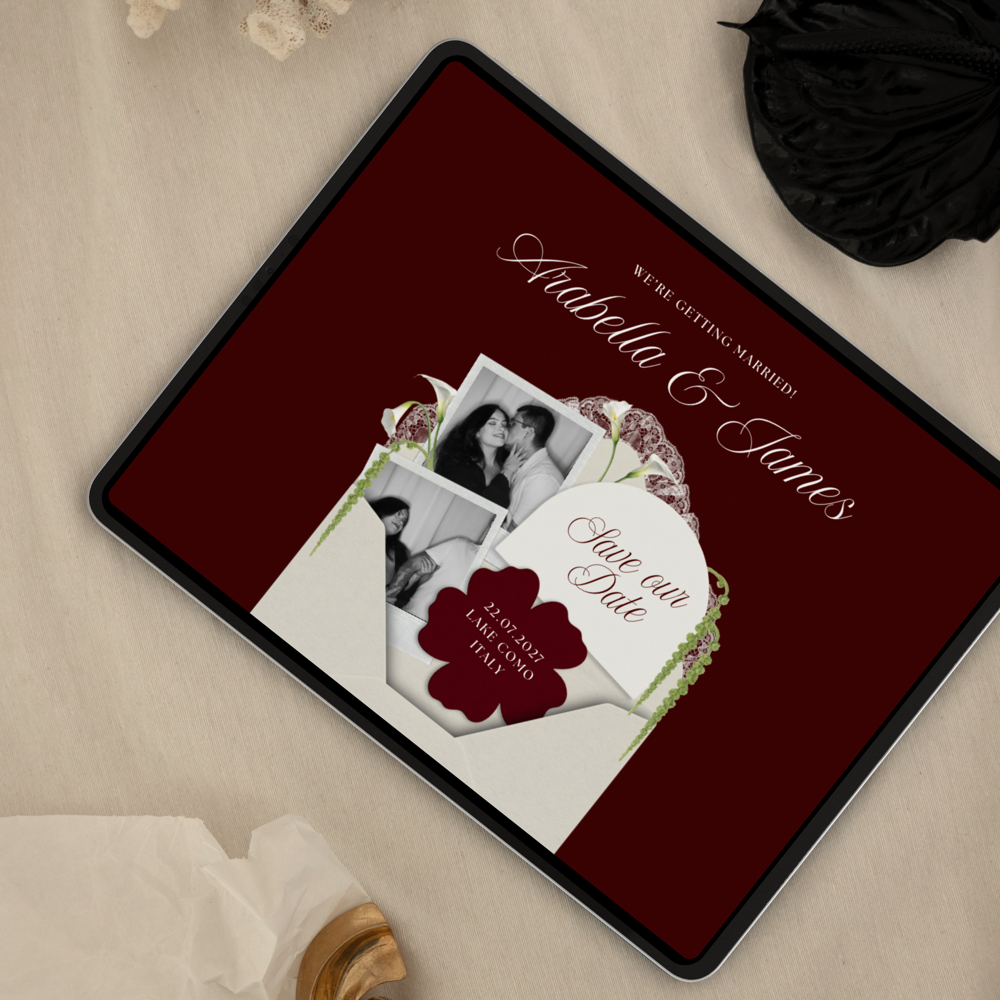 Old Money Save The Date Website Template (Burgundy)