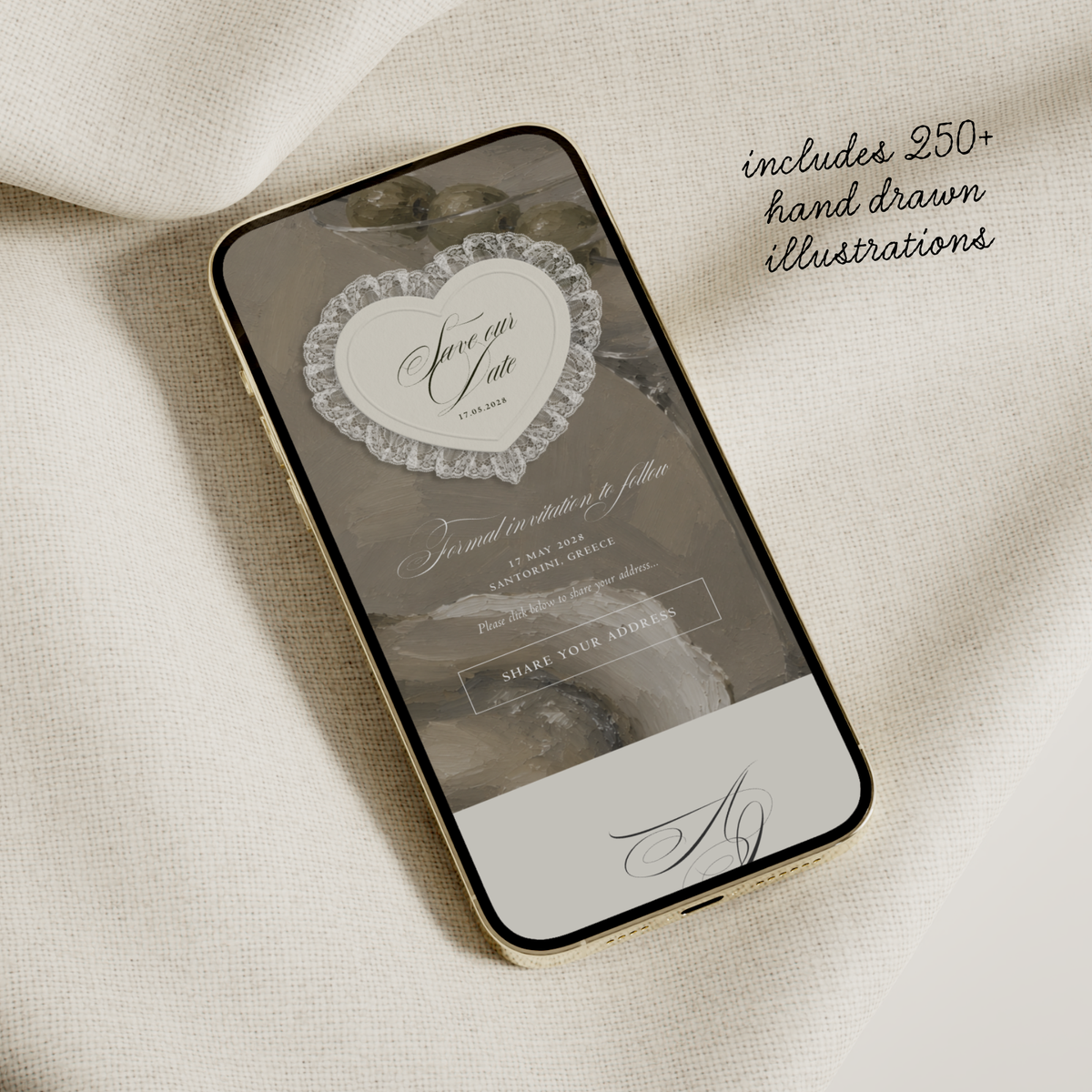 Lace Heart Save The Date Website Template (Lace 0202)