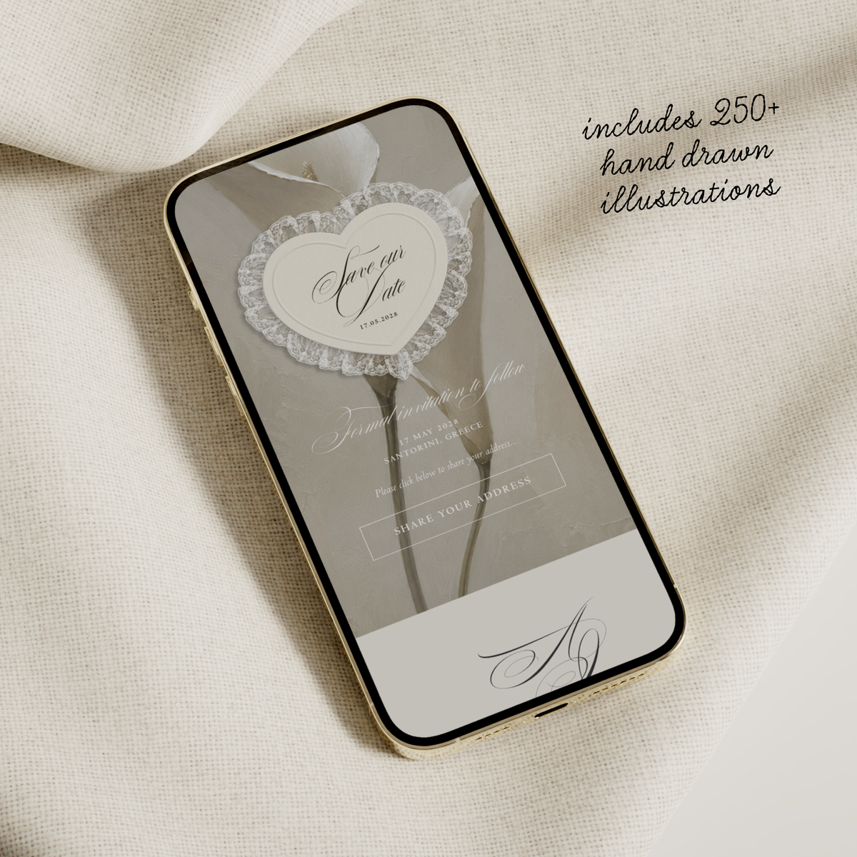 Lace Heart Save The Date Website Template (Lace 0201)
