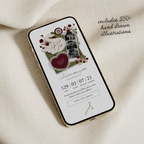 Save The Date Wedding Website Template (Envelope 05 - Green, Pink + Burgundy)