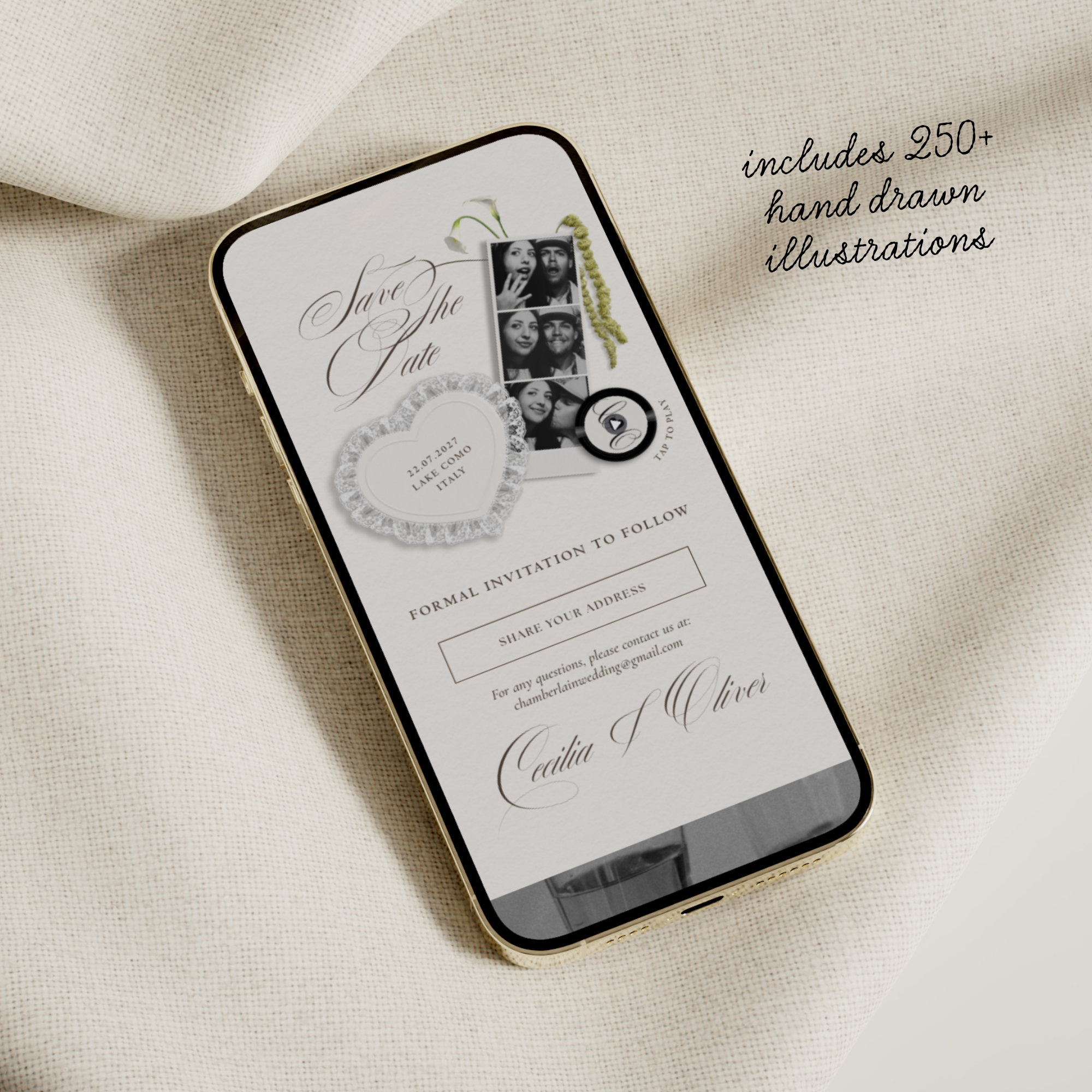 Save The Date Website Template (Romantic 01 - Ivory)