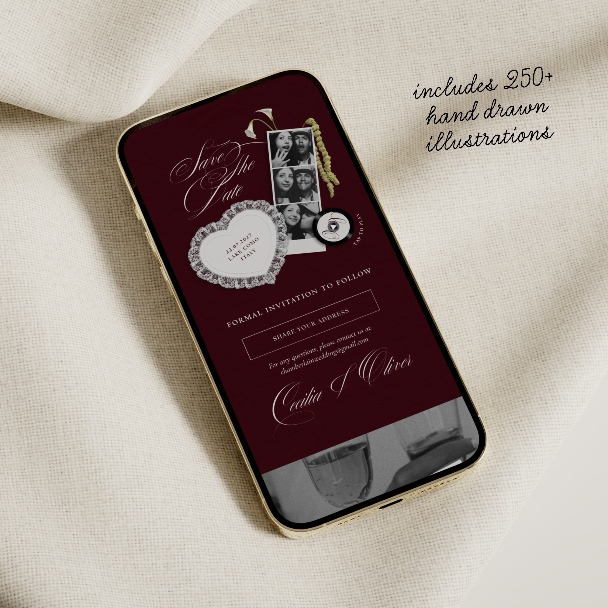 Save The Date Website Template (Romantic 01 - Burgundy)