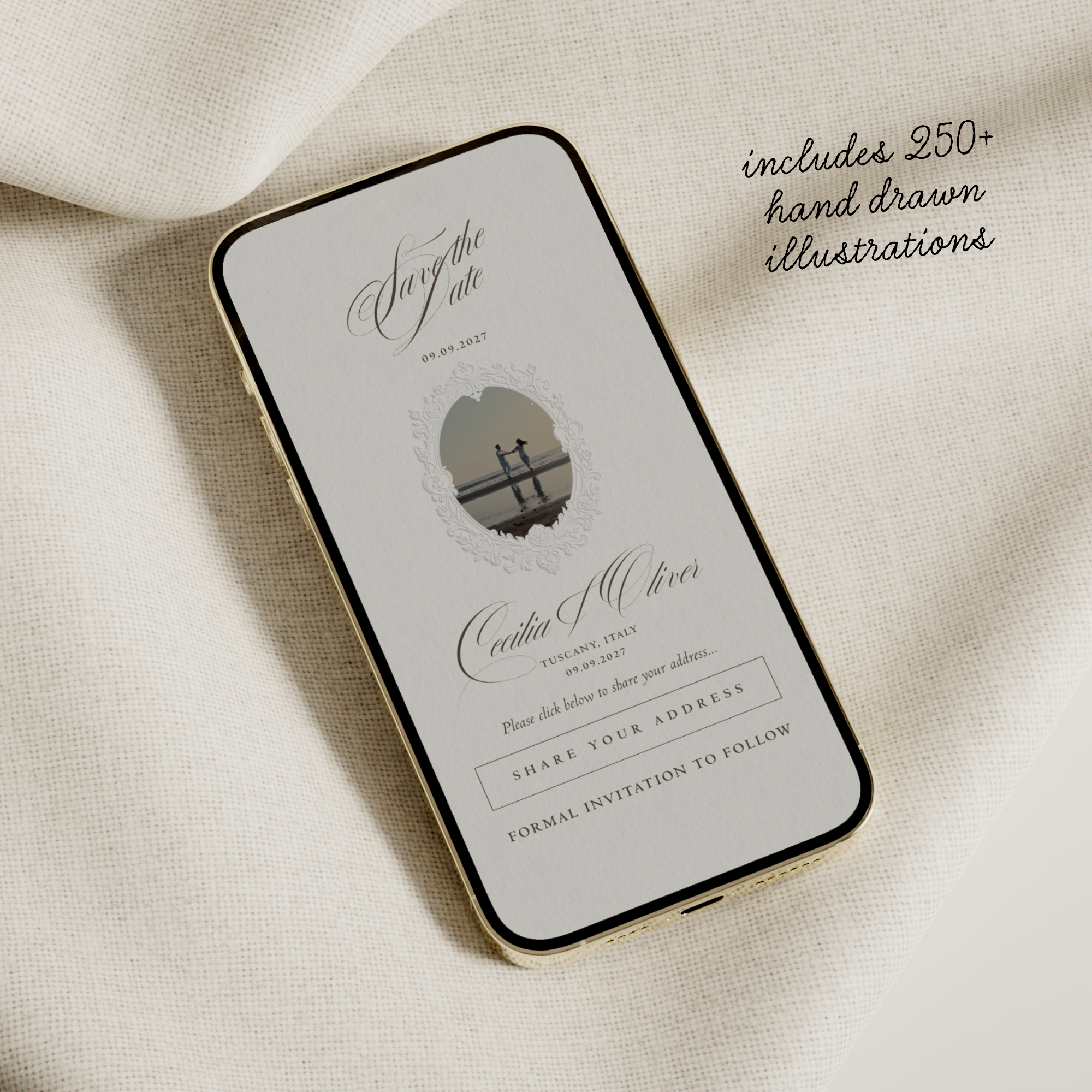 Save The Date Website Template (Vintage 01 - Ivory)
