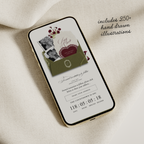 Save The Date Wedding Website Template (Envelope 07 - Green + Burgundy)