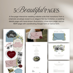 Wedding Website Template with RSVP (Envelope 04 - Blue & Pink)