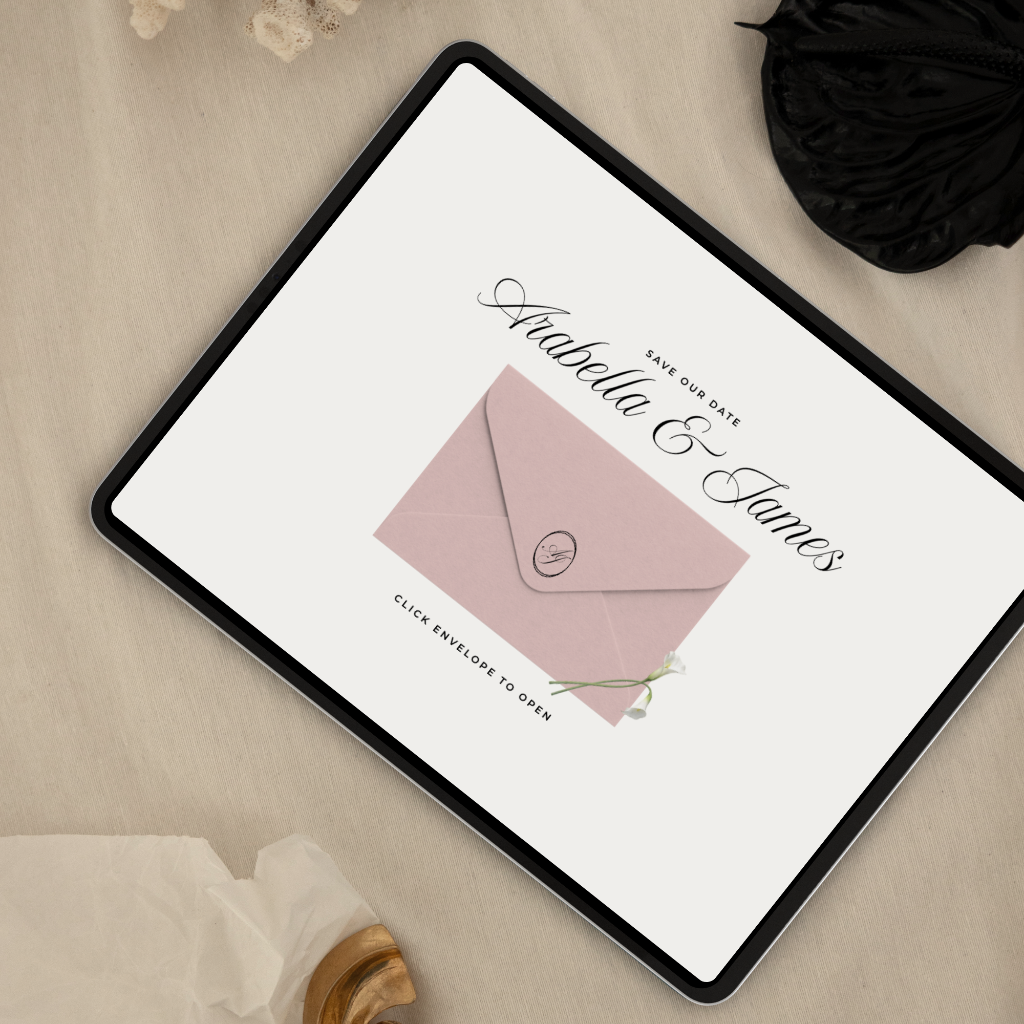 Save The Date Wedding Website Template (Pink & Green)