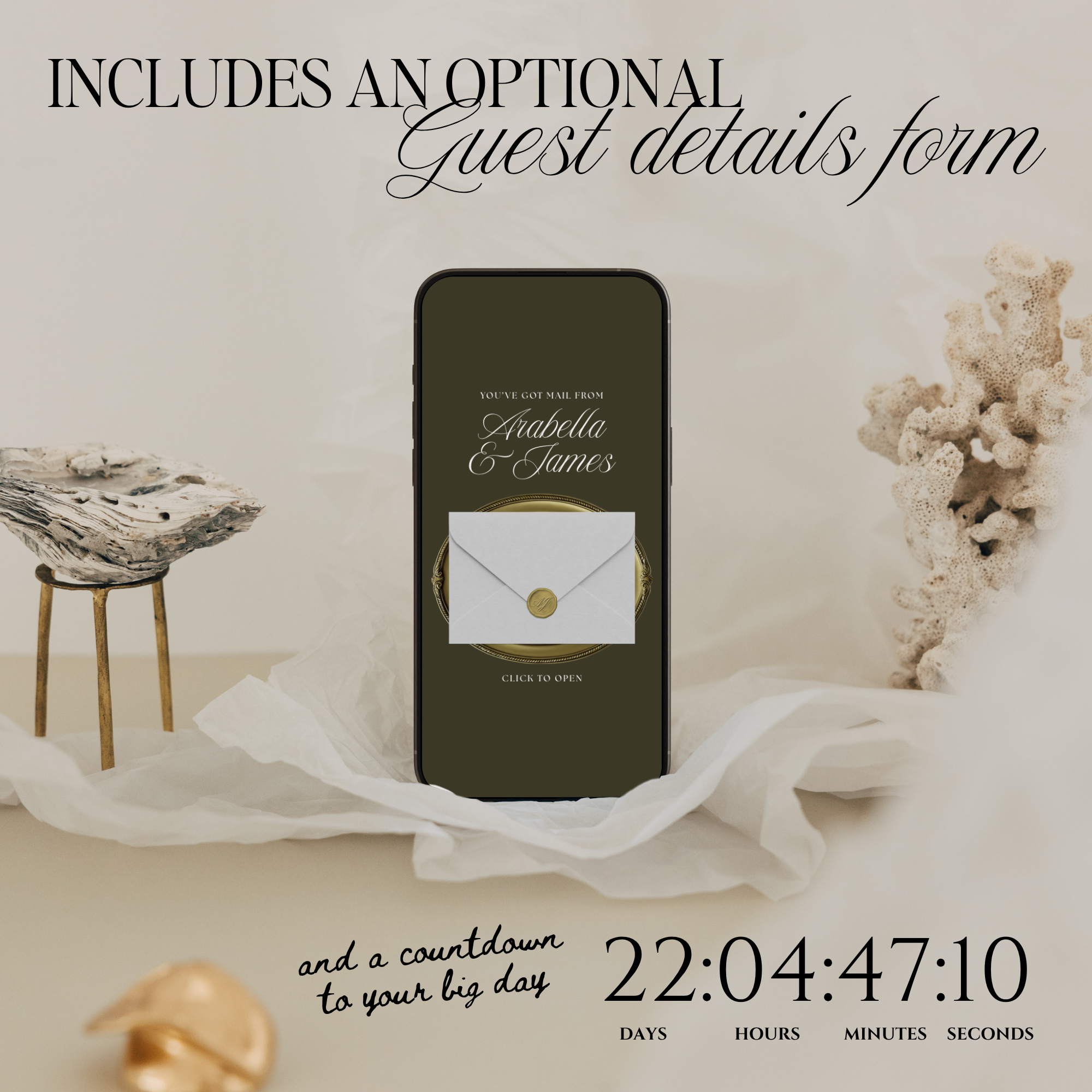 Old Money Save The Date Wedding Website Template (Olive)