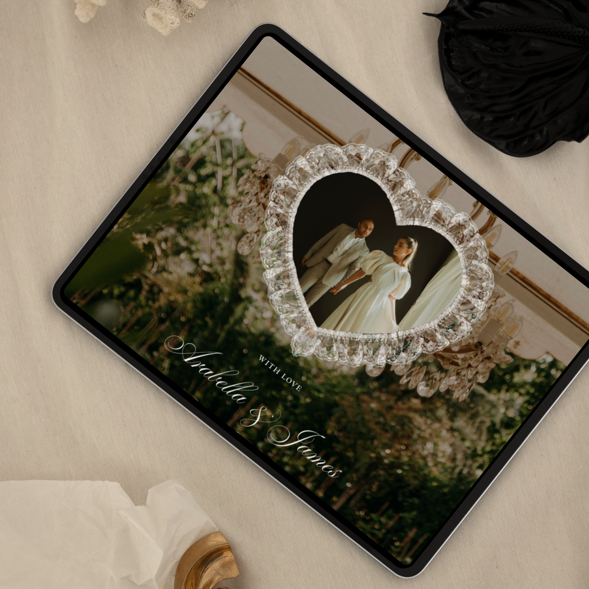 Old Money Lace Wedding Website Template with RSVP (Lace 04)
