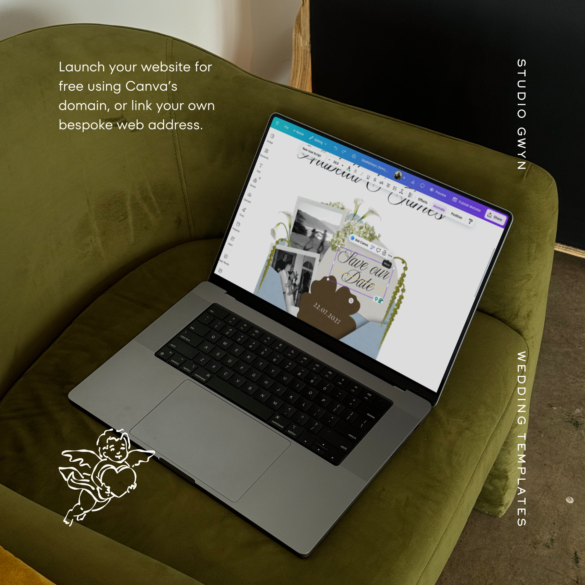 Save The Date Wedding Website Template (Brown & Dusty Blue)