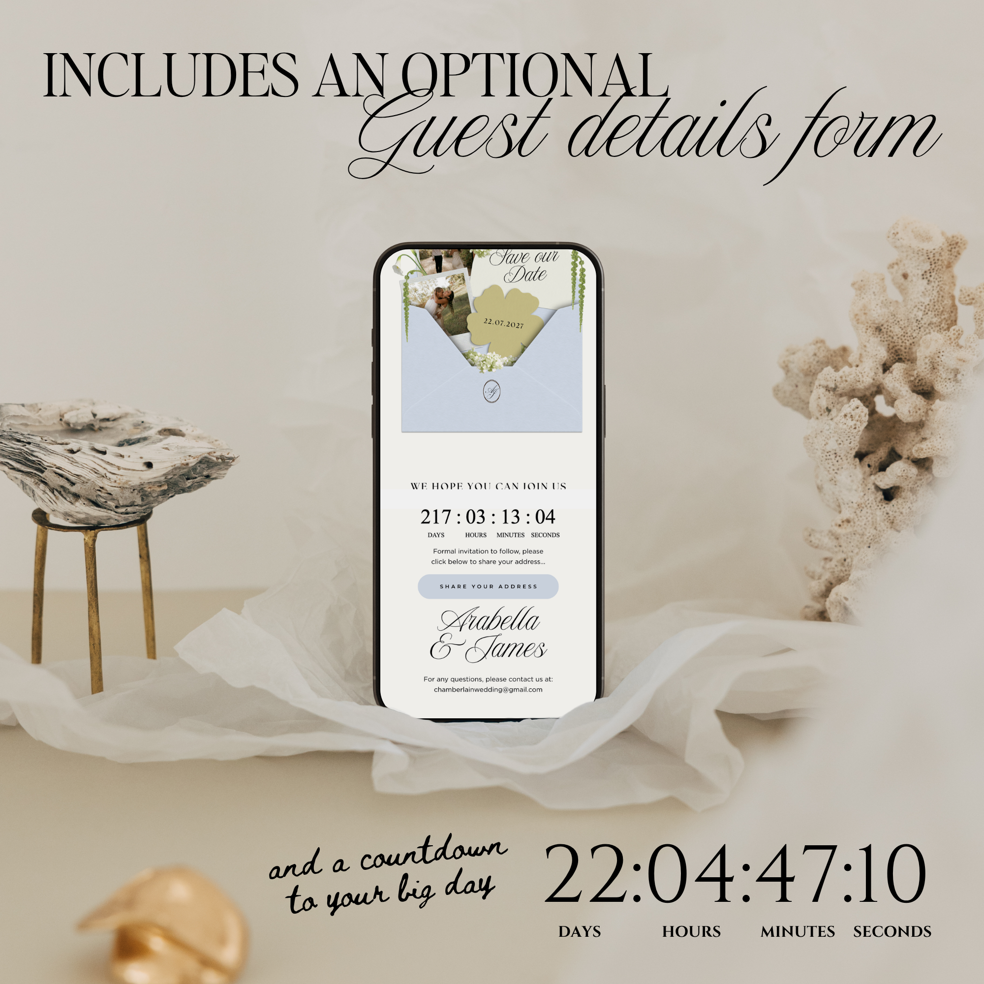 Save The Date Wedding Website Template (Blue & Green)