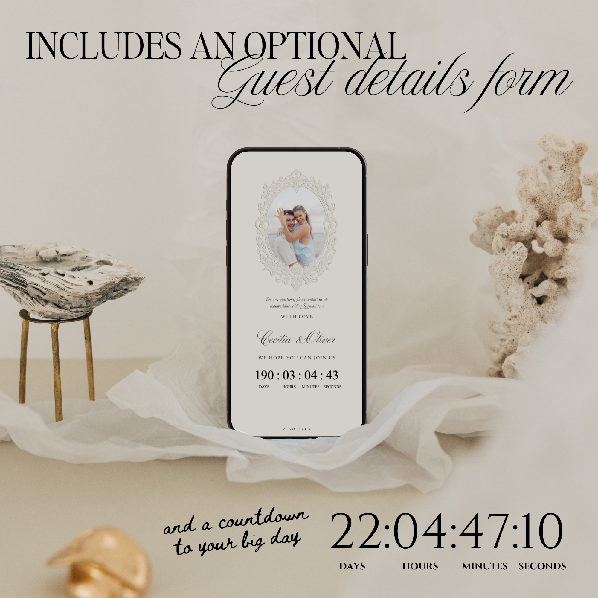 Heirloom Save The Date Website Template (Green & Pink)
