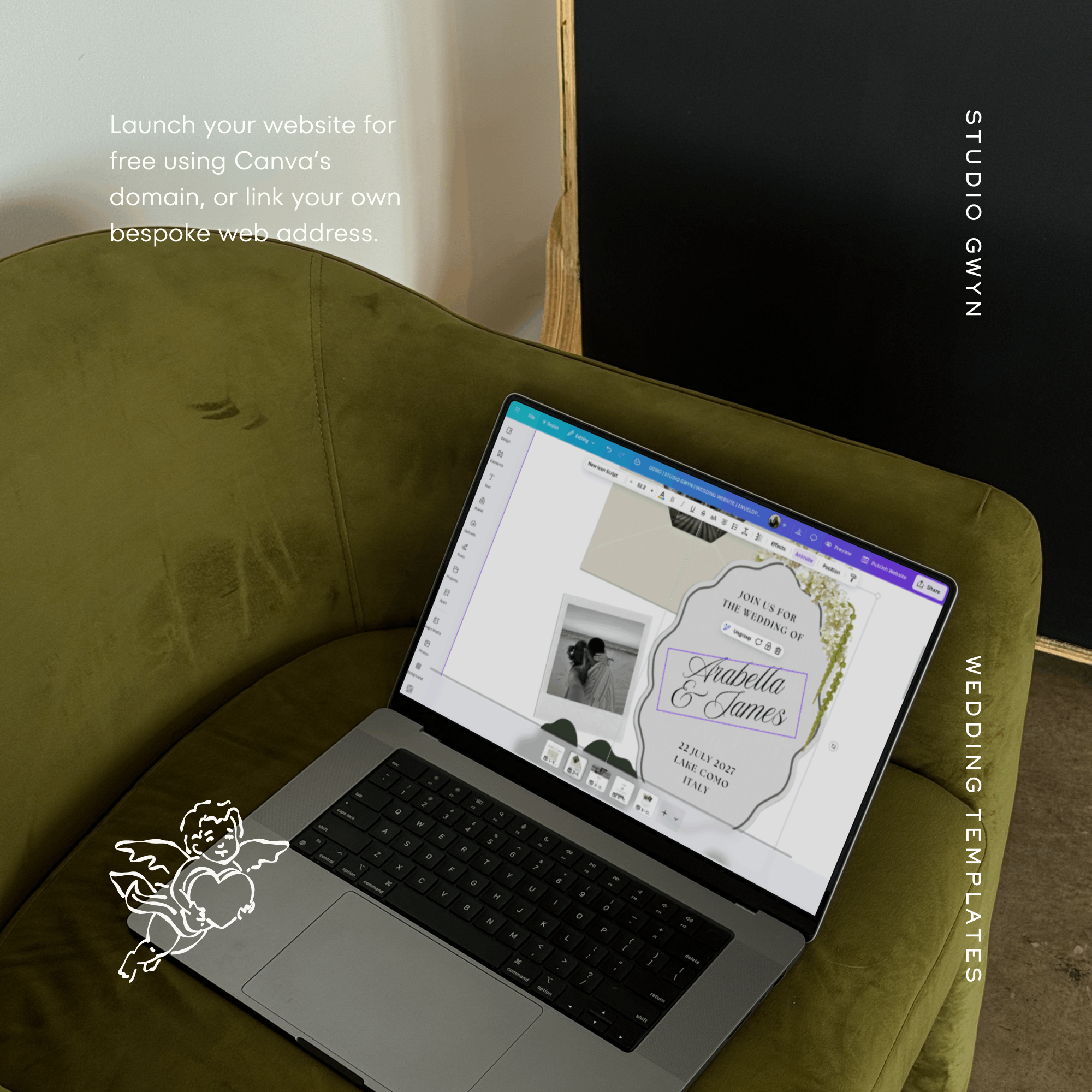 Wedding Website Template with RSVP (White & Green)