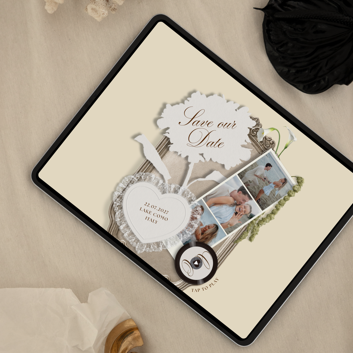 Save The Date Wedding Website Template (Photo Booth Animation 01 - Yellow)
