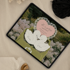 Heirloom Lace & Swan Wedding Website Template with RSVP (Green & Pink)