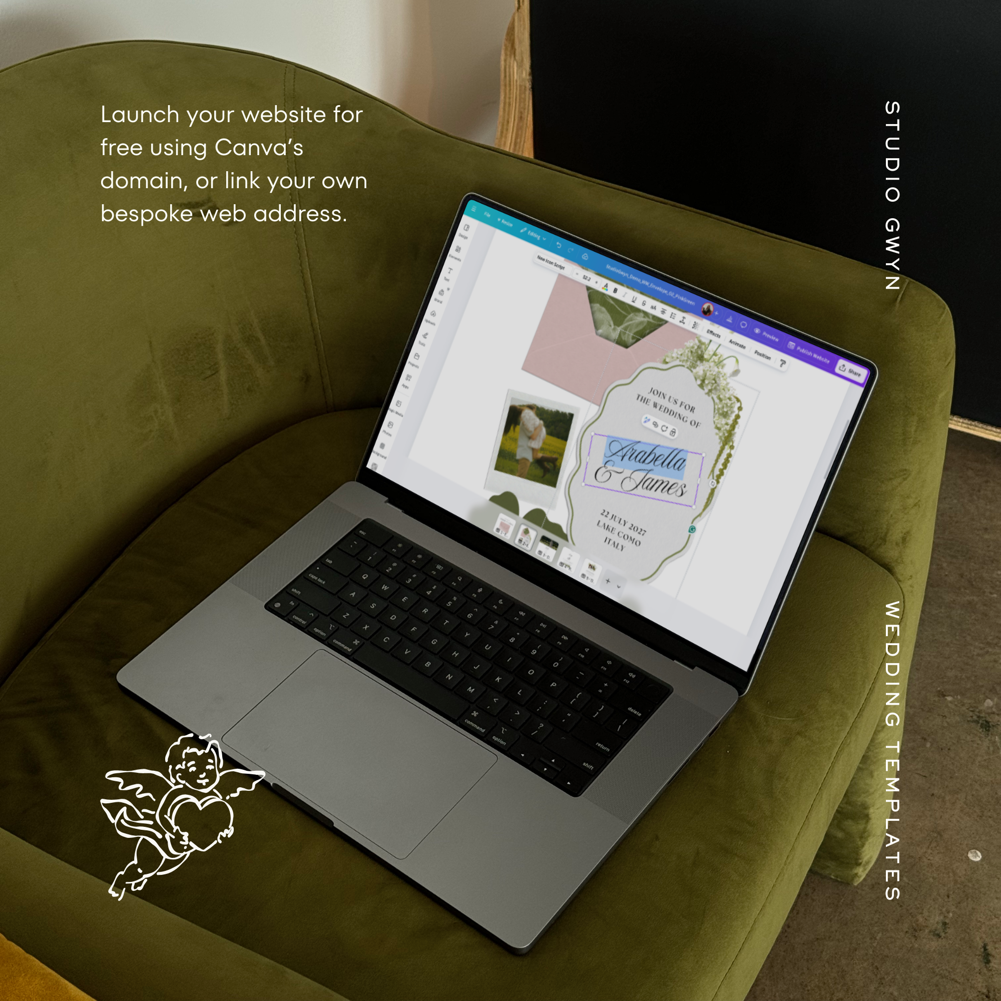 Wedding Website Template with RSVP (Pink & Green)