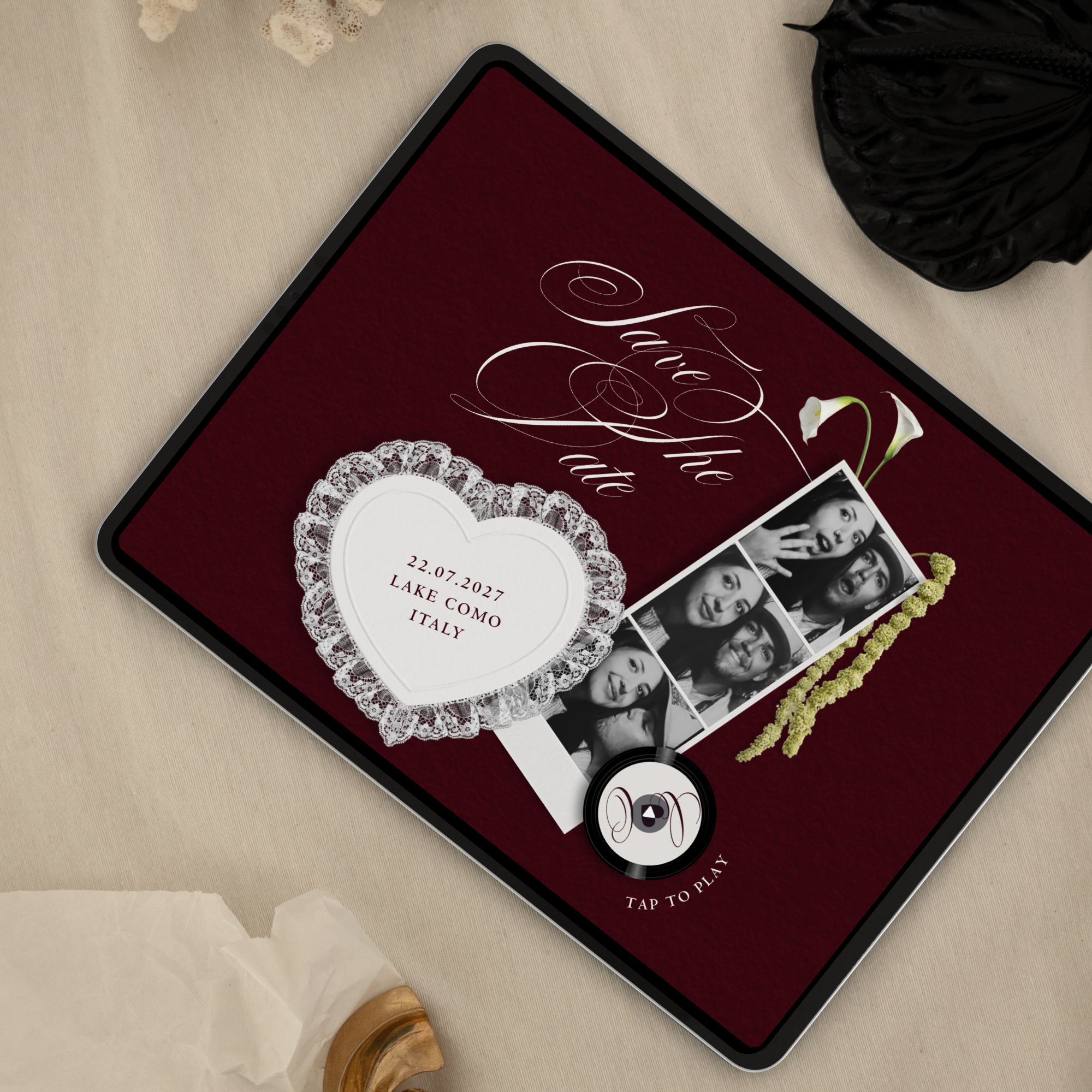 Save The Date Website Template (Romantic 01 - Burgundy)