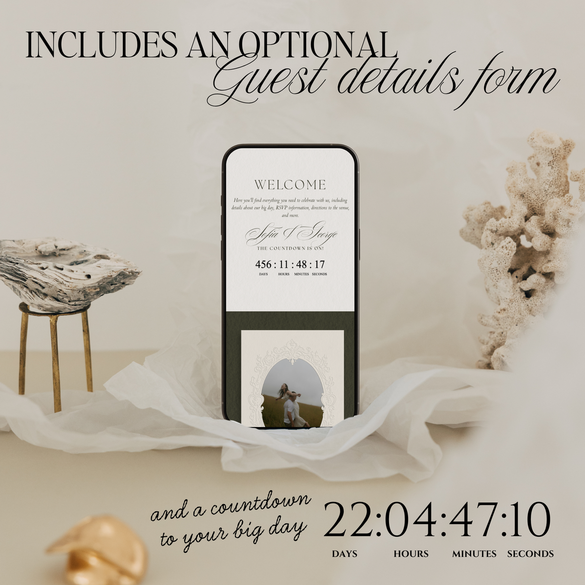 Lace Wedding Website Template with RSVP (Lace 0502)